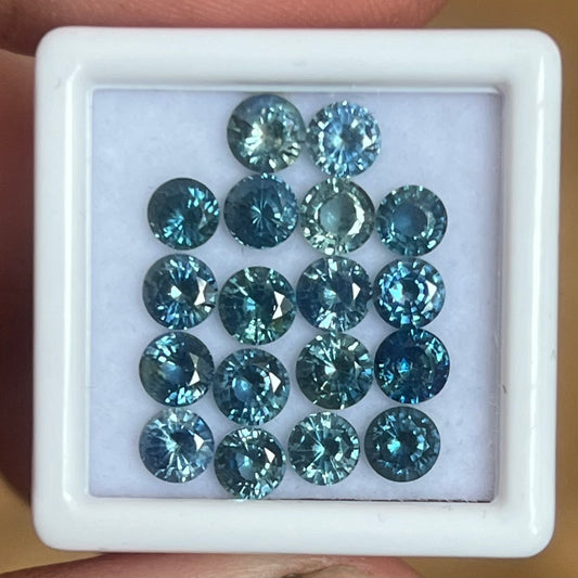 6.83ct set of 4.1mm Teal Sapphires