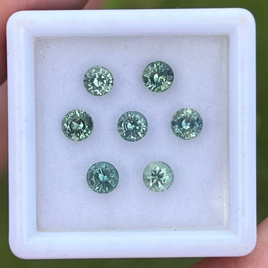 2.15ct set of 3.9mm Unheated Teal Sapphires